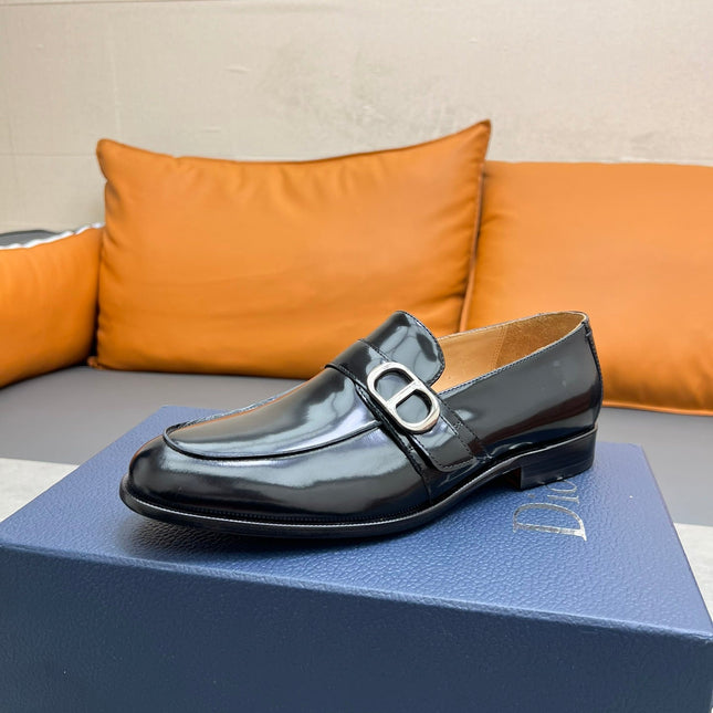 CD SYMBOL GRANVILLE EDGE BEADS LOAFER BLACK POLISHED CALFSKIN
