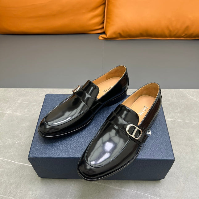 CD SYMBOL GRANVILLE EDGE BEADS LOAFER BLACK POLISHED CALFSKIN