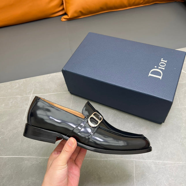 CD SYMBOL GRANVILLE EDGE BEADS LOAFER BLACK POLISHED CALFSKIN