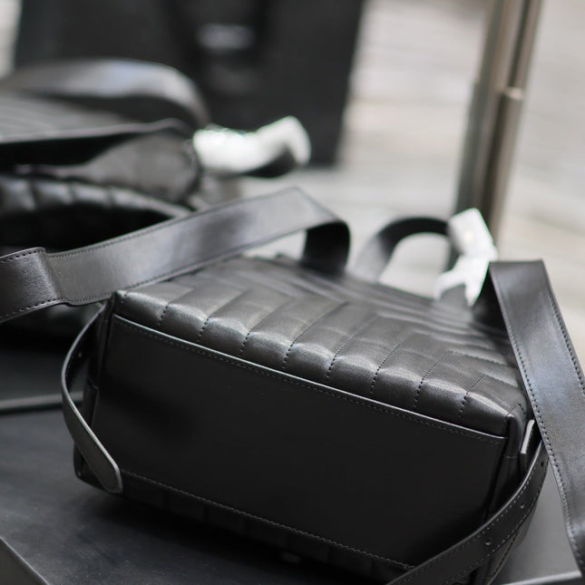 LOU BACKPACK 26 IN BLACK QUILTED CALFSKIN SILVER HARDWARE