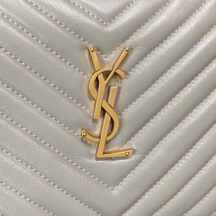 LOU CAMERA BAG 23 IN LIGHT GRAY CALFSKIN GOLD LOGO