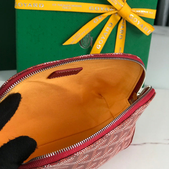 VENDÔME COSMETIC POUCH 17 IN CLASSIC RED GOYARDINE CANVAS AND CALFSKIN TRIM