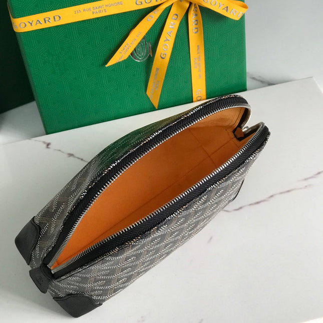 VENDÔME COSMETIC POUCH 17 IN BLACK GOYARDINE CANVAS AND CALFSKIN TRIM