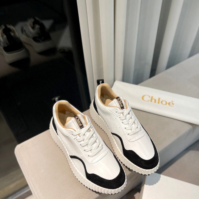 NAMA SNEAKER IN WHITE LAMBSKIN AND BLACK SUEDE