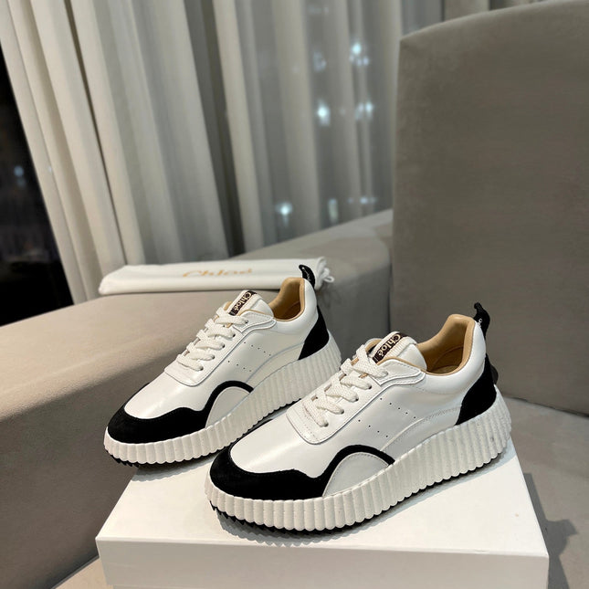 NAMA SNEAKER IN WHITE LAMBSKIN AND BLACK SUEDE