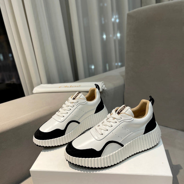 NAMA SNEAKER IN WHITE LAMBSKIN AND BLACK SUEDE