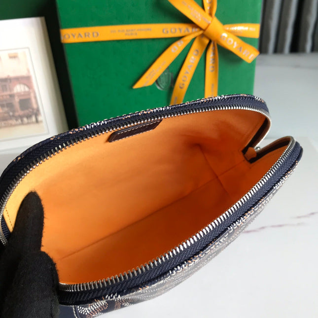 VENDÔME COSMETIC POUCH 17 IN NAVY BLUE GOYARDINE CANVAS AND CALFSKIN TRIM