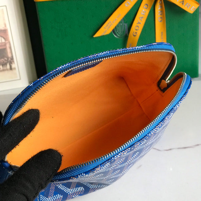 VENDÔME COSMETIC POUCH 17 IN SAPPHIRE BLUE GOYARDINE CANVAS AND CALFSKIN TRIM