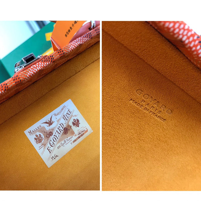 GRAND HÔTEL TRUNK BAG 24 IN ORANGE GOYARDINE CANVAS AND CALFSKIN
