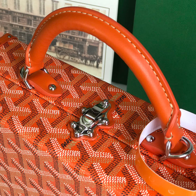 GRAND HÔTEL TRUNK BAG 24 IN ORANGE GOYARDINE CANVAS AND CALFSKIN