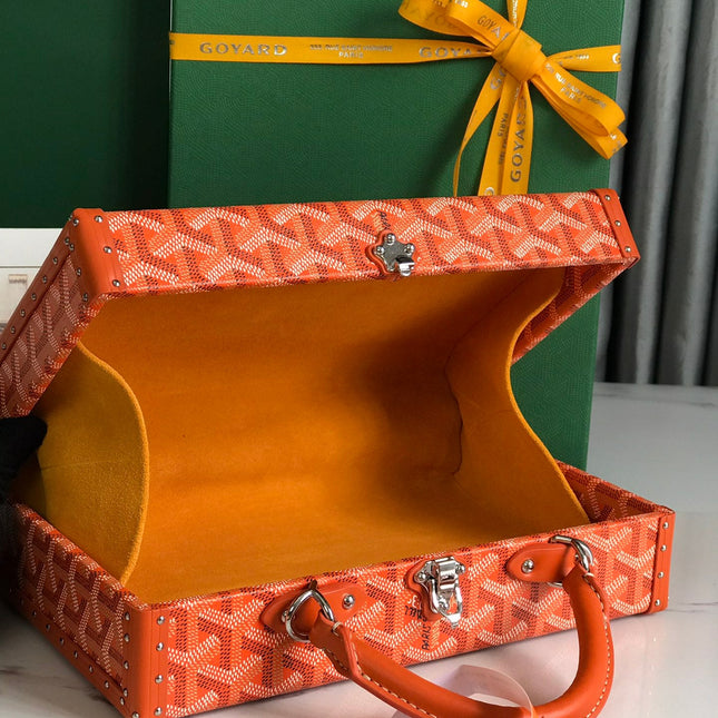 GRAND HÔTEL TRUNK BAG 24 IN ORANGE GOYARDINE CANVAS AND CALFSKIN