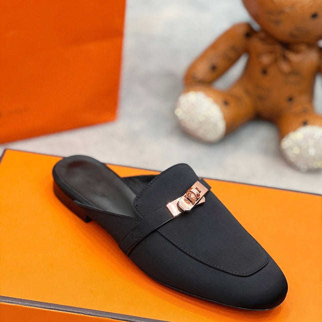 0Z Mule Black Silk Thick Cloth/Sheepskin