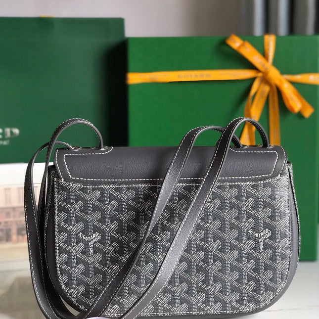 233 BAG 25 IN GRAY CALFKIN AND GOYARDINE CANVAS