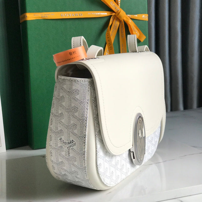 233 BAG 25 IN WHITE CALFKIN AND GOYARDINE CANVAS