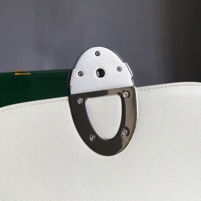 233 BAG 25 IN WHITE CALFKIN AND GOYARDINE CANVAS