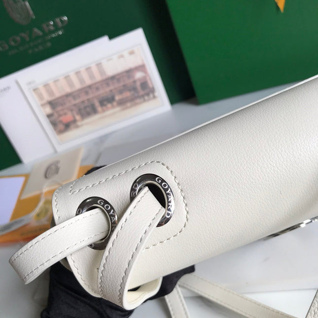 233 BAG 25 IN WHITE CALFKIN AND GOYARDINE CANVAS