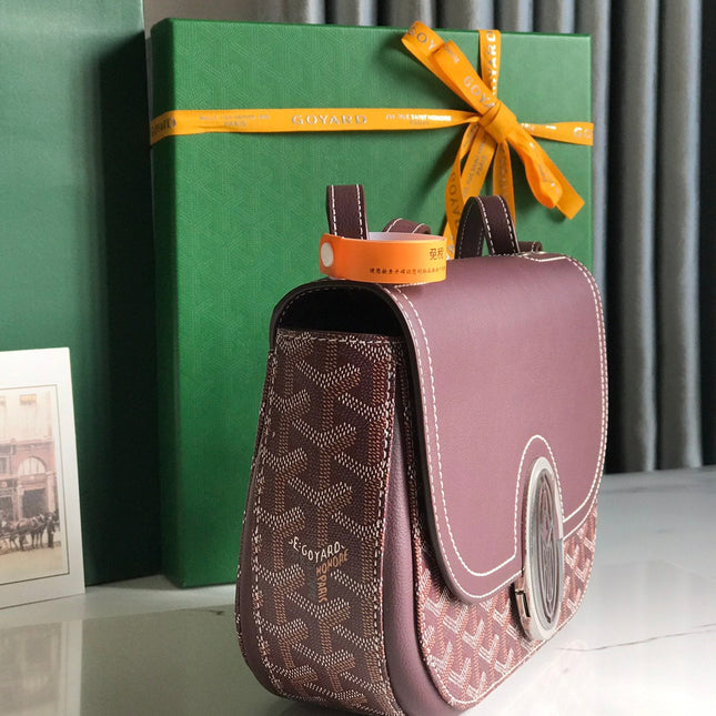 233 BAG 25 IN WINE RED CALFKIN AND GOYARDINE CANVAS