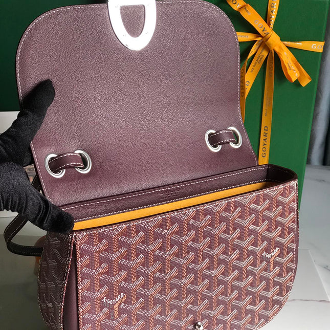 233 BAG 25 IN WINE RED CALFKIN AND GOYARDINE CANVAS