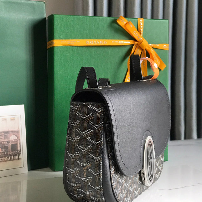 233 BAG 25 IN BLACK CALFKIN AND GOYARDINE CANVAS