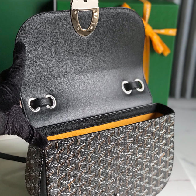 233 BAG 25 IN BLACK CALFKIN AND GOYARDINE CANVAS