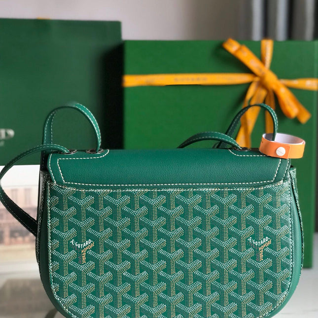 233 BAG 25 IN GREEN CALFKIN AND GOYARDINE CANVAS