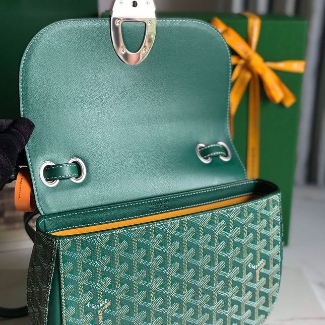 233 BAG 25 IN GREEN CALFKIN AND GOYARDINE CANVAS