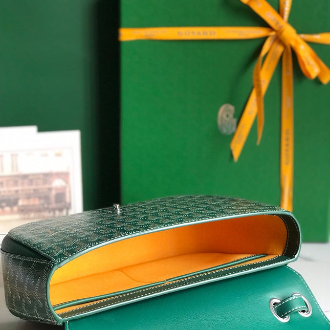 233 BAG 25 IN GREEN CALFKIN AND GOYARDINE CANVAS