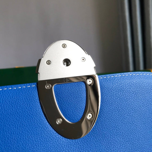 233 BAG 25 IN SAPPHIRE BLUE CALFKIN AND GOYARDINE CANVAS