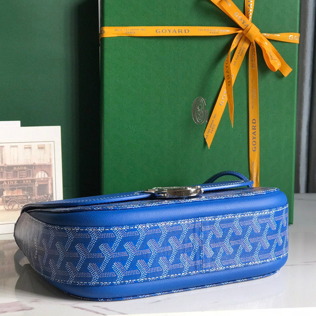 233 BAG 25 IN SAPPHIRE BLUE CALFKIN AND GOYARDINE CANVAS