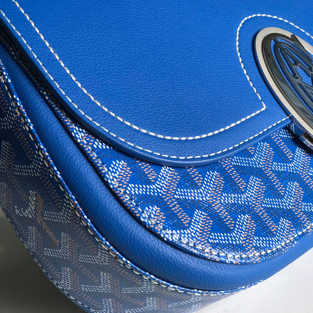 233 BAG 25 IN SAPPHIRE BLUE CALFKIN AND GOYARDINE CANVAS