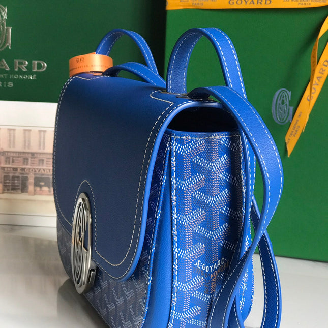 233 BAG 25 IN SAPPHIRE BLUE CALFKIN AND GOYARDINE CANVAS