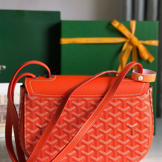 233 BAG 25 IN ORANGE CALFKIN AND GOYARDINE CANVAS