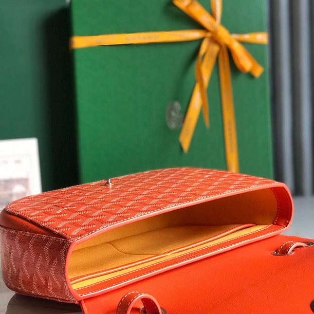 233 BAG 25 IN ORANGE CALFKIN AND GOYARDINE CANVAS
