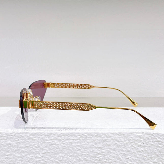 FIRST CRYSTAL RIMLESS TRIANGLE FRAME SUNGLASSES FD4127US IN METAL
