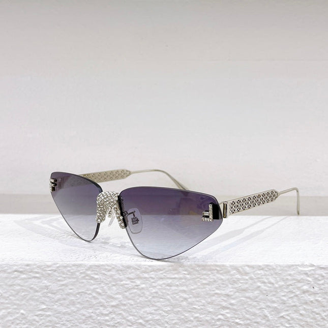 FIRST CRYSTAL RIMLESS TRIANGLE FRAME SUNGLASSES FD4127US IN METAL