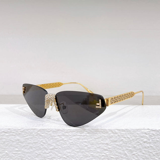 FIRST CRYSTAL RIMLESS TRIANGLE FRAME SUNGLASSES FD4127US IN METAL