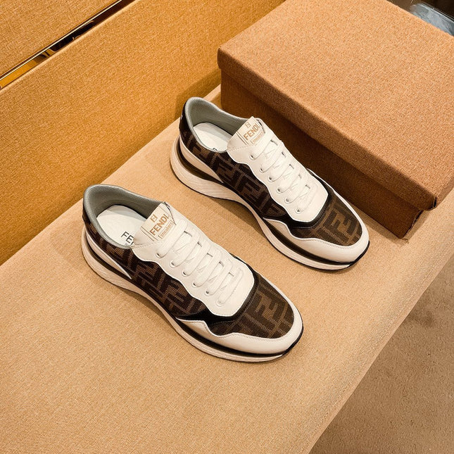 CD SALVATORE FERRAGAMO SNEAKER WHITE AND BROWN JACQUARD