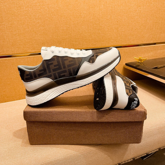 CD SALVATORE FERRAGAMO SNEAKER WHITE AND BROWN JACQUARD