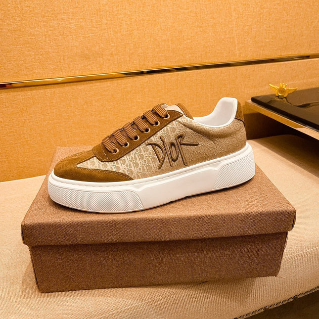 CD HOMME THICK-SOLE SNEAKERS BROWN JACQUARD
