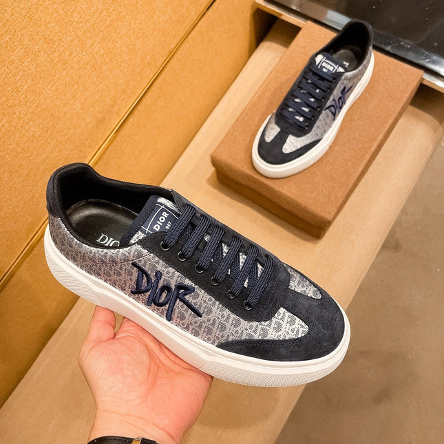 CD HOMME THICK-SOLE SNEAKERS BLACK AND WHITE JACQUARD