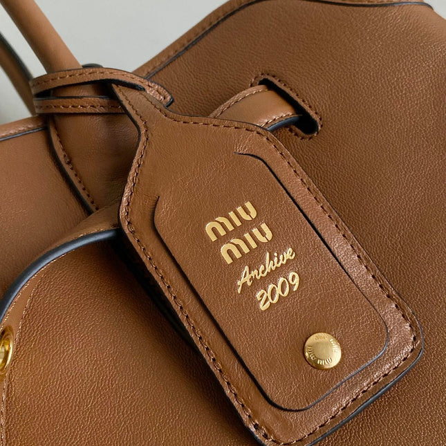 LARGE HANDBAG 40 IN CINNAMON BROWN CALFSKIN
