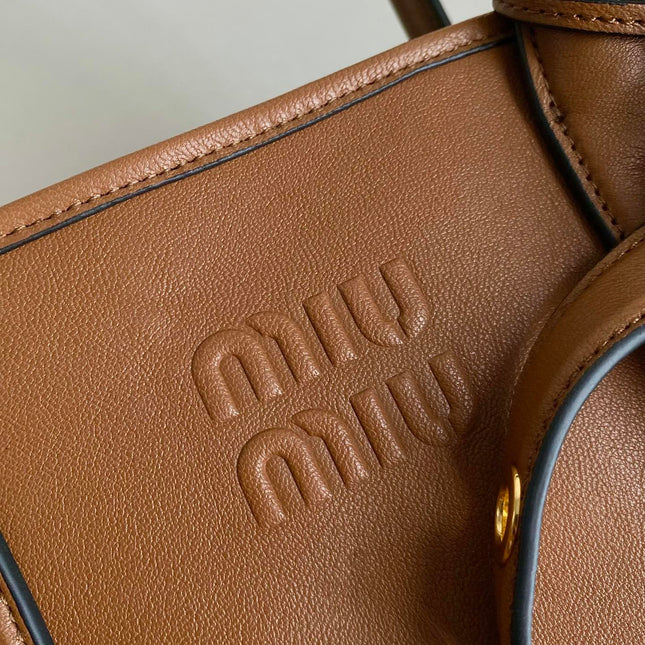 LARGE HANDBAG 40 IN CINNAMON BROWN CALFSKIN