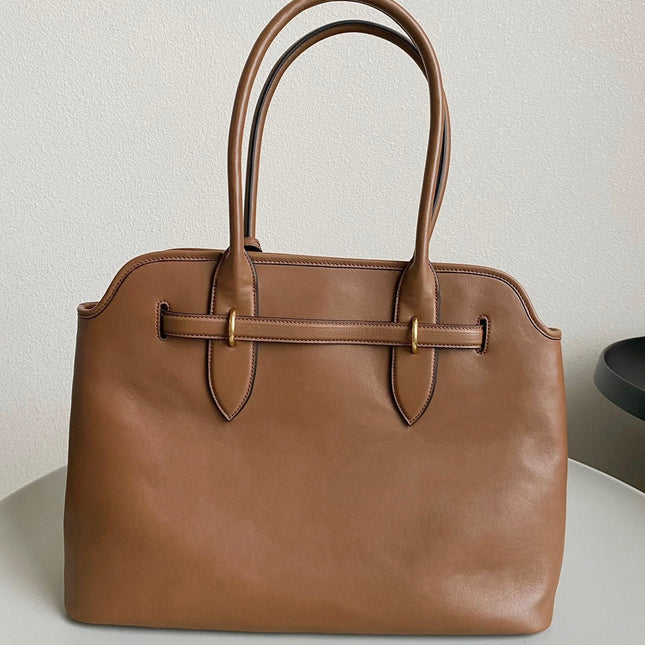 LARGE HANDBAG 40 IN CINNAMON BROWN CALFSKIN
