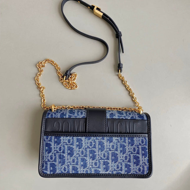 21 MONGTAIGNE EAST-WET WITH CHAIN BLUE DENIM OBLIQUE JACQUARD