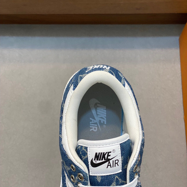 AIR TRAINER IN COBALT BLUE MIX WHITE CALFSKIN