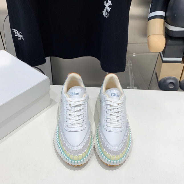 NAMA SNEAKER 5 CM IN WHITE MIX GREEN CALFSKIN