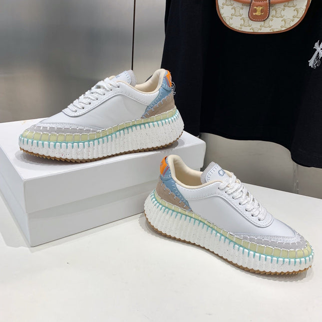 NAMA SNEAKER 5 CM IN WHITE MIX GREEN CALFSKIN