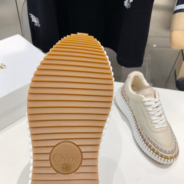 NAMA SNEAKER 5 CM IN BISQUE BEIGE CALFSKIN