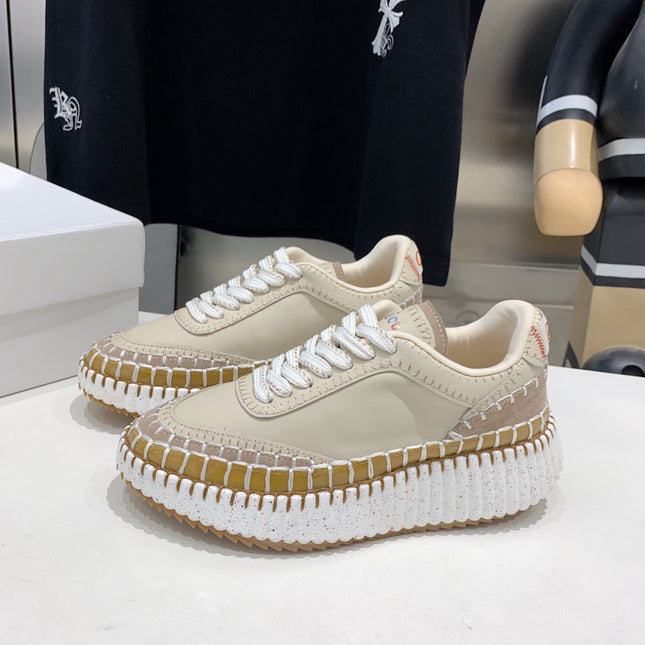 NAMA SNEAKER 5 CM IN BISQUE BEIGE CALFSKIN
