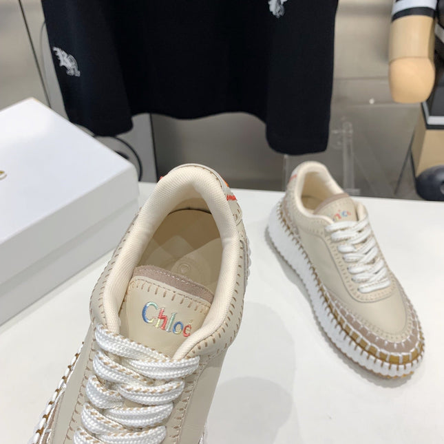 NAMA SNEAKER 5 CM IN BISQUE BEIGE CALFSKIN